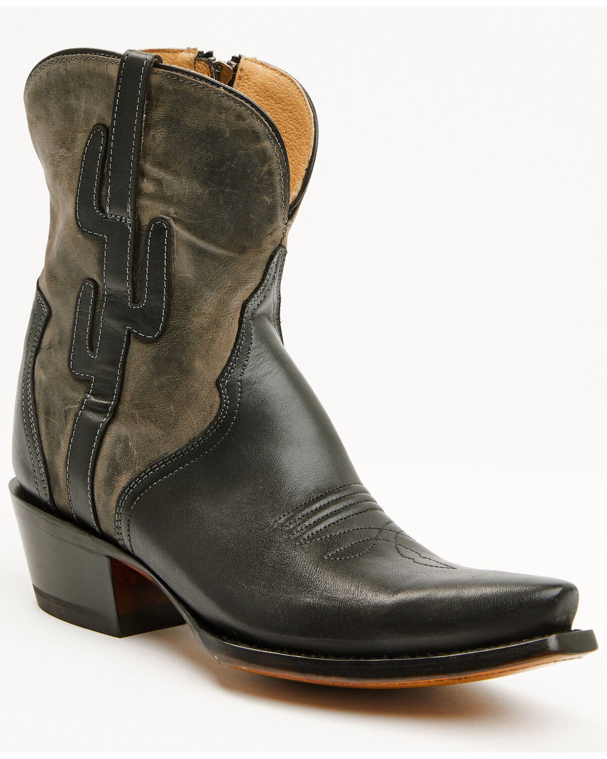 Image #1 - Lucchese Women's Cactus Western Booties - Snip Toe, Black, hi-res