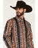 Image #2 - Wrangler Men's Checotah Southwestern Print Long Sleeve Snap Western Shirt, Brown, hi-res