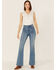 Flying Tomato Women's Pick Your Love High Rise Flare Jeans, Blue, hi-res