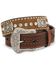 Image #1 - Nocona Men's Crystal Studded Hair-On-Hide Leather Belt - Reg & Big, Brown, hi-res