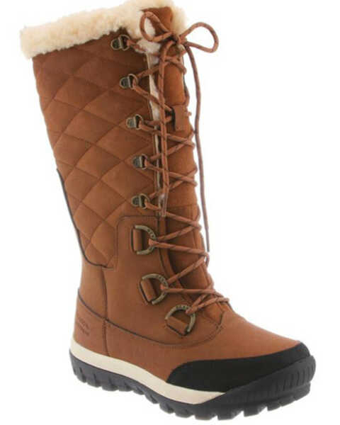 Bearpaw Women's Isabella 12" Waterproof Lace-Up Boots - Round Toe , Brown, hi-res
