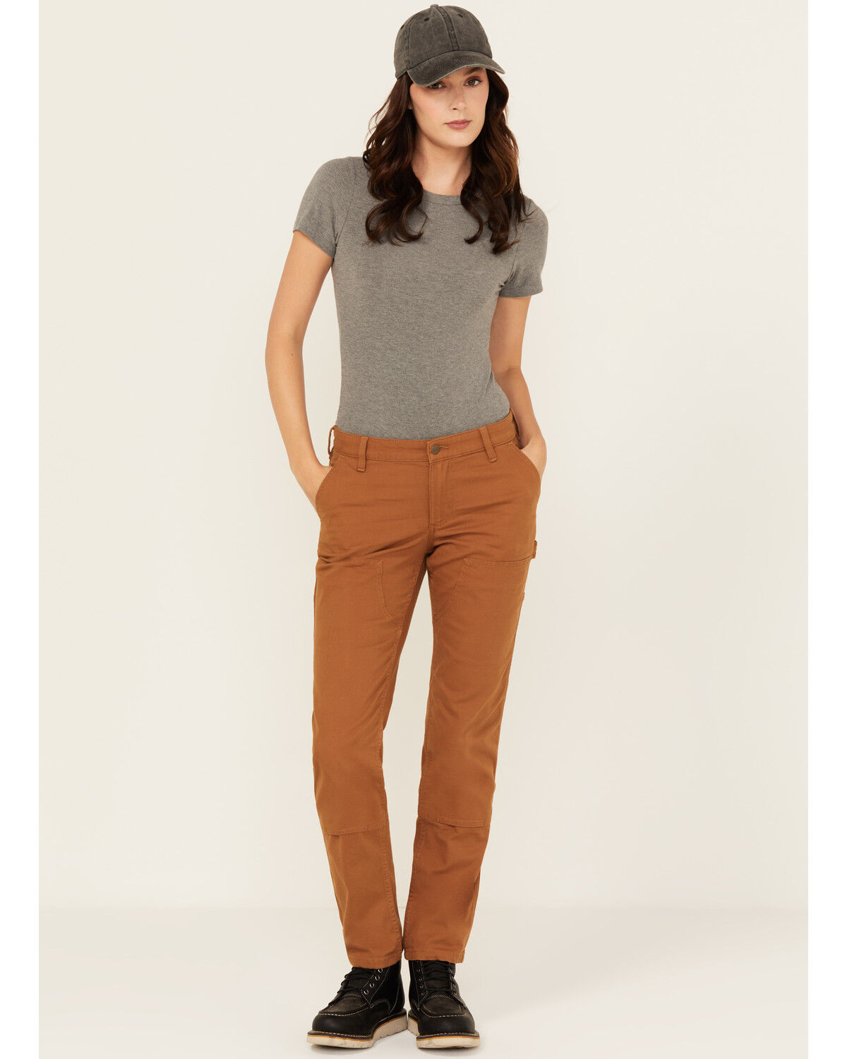 Image #1 - Carhartt Women's Rugged Flex® Double-Knee Relaxed Fit Canvas Work Pants, Brown, hi-res