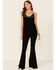 Panhandle Women's Lace Trim Crinkle Inset Cami , Black, hi-res
