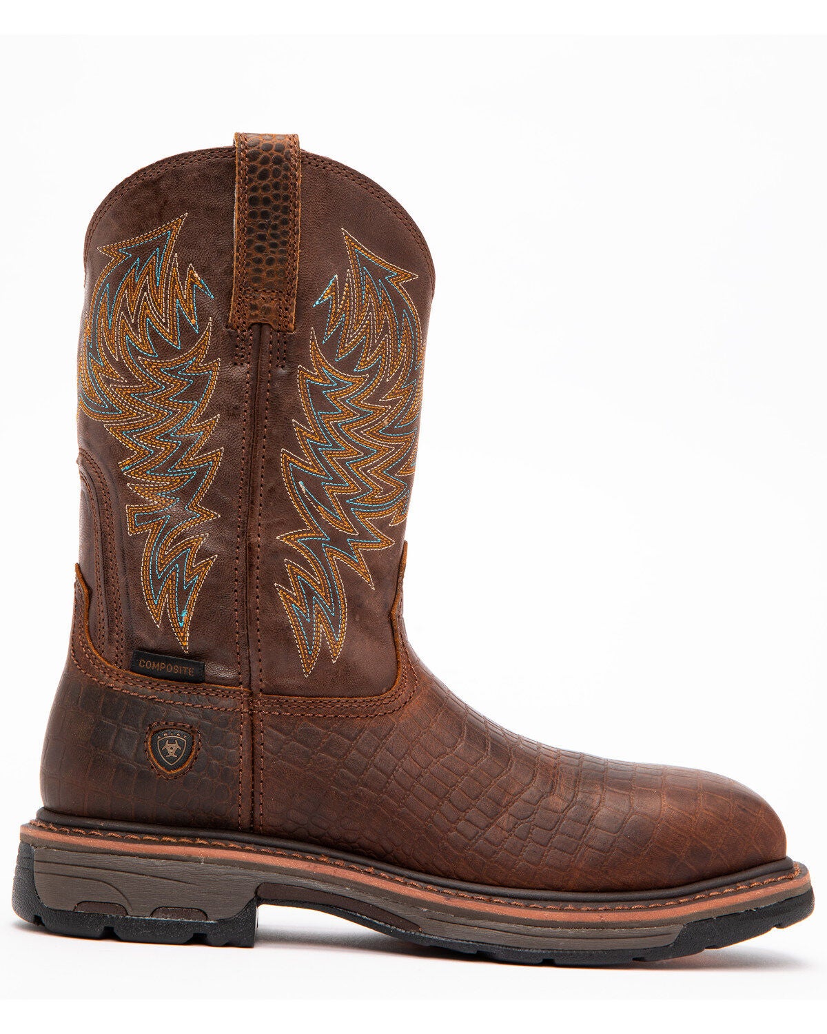 Image #2 - Ariat Brown Croc Print Workhog Waterproof Work Boots - Composite Toe, , hi-res
