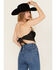 Image #4 - La La Land Women's Strapless Tie-Back Graphic Bandana Crop Top, Black, hi-res