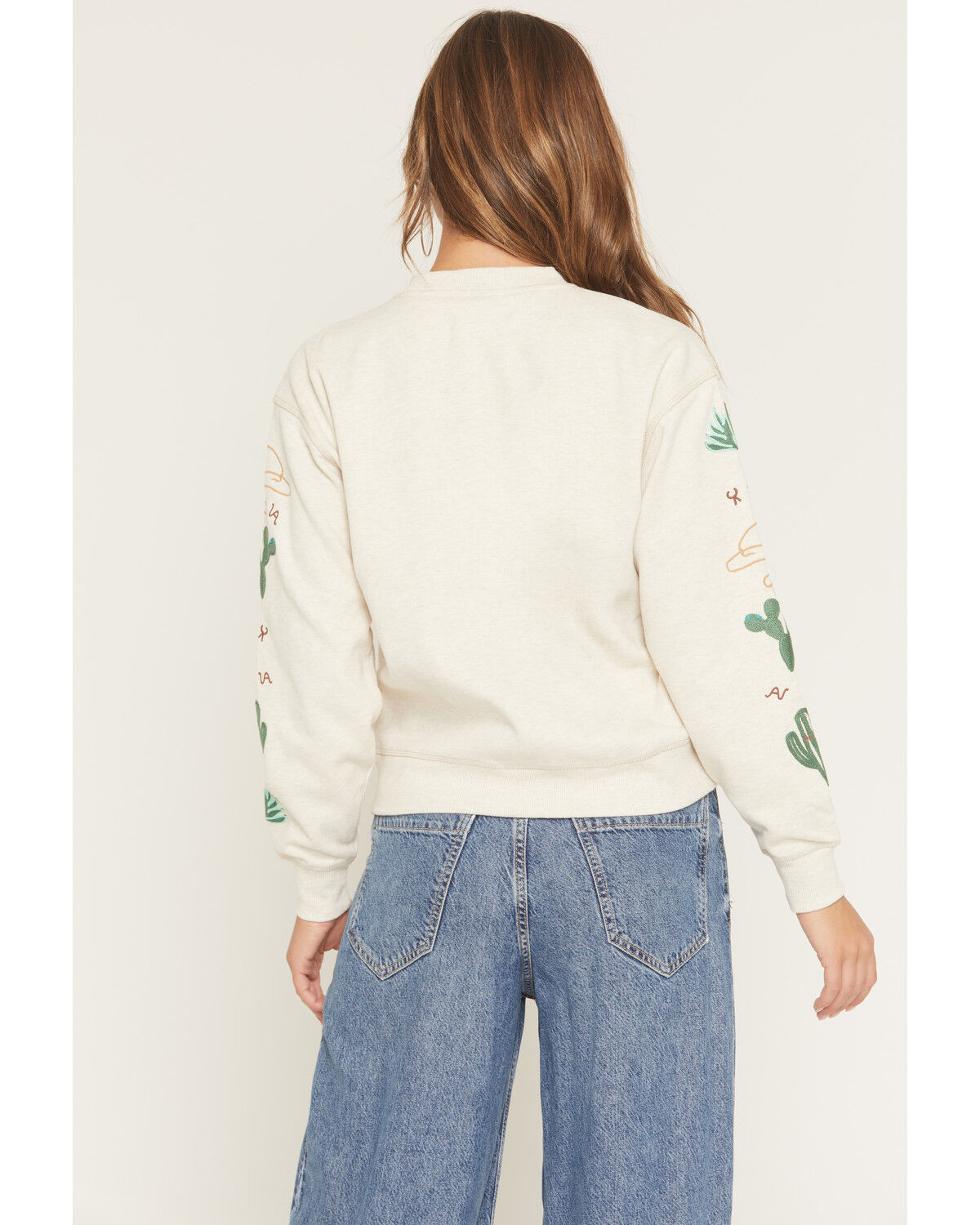 Image #4 - Ariat Women's Riata Embroidered Sweatshirt, Oatmeal, hi-res