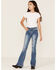 Image #1 - Shyanne Girls' Americana Star Light Wash Flare Jeans, Blue, hi-res
