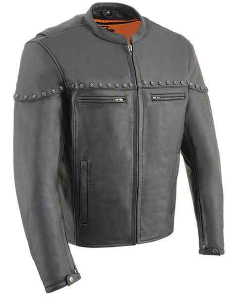 Milwaukee Leather Men's The Skelly Racer Leather Motorcycle Jacket - 5X, Black, hi-res
