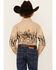 Image #4 - Panhandle Boys' Cowboy Border Print Long Sleeve Pearl Snap Western Shirt, Tan, hi-res