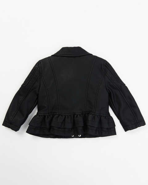 Urban Republic Infant Girls' Quilted Faux Leather Ruffle Moto Jacket, Black, hi-res