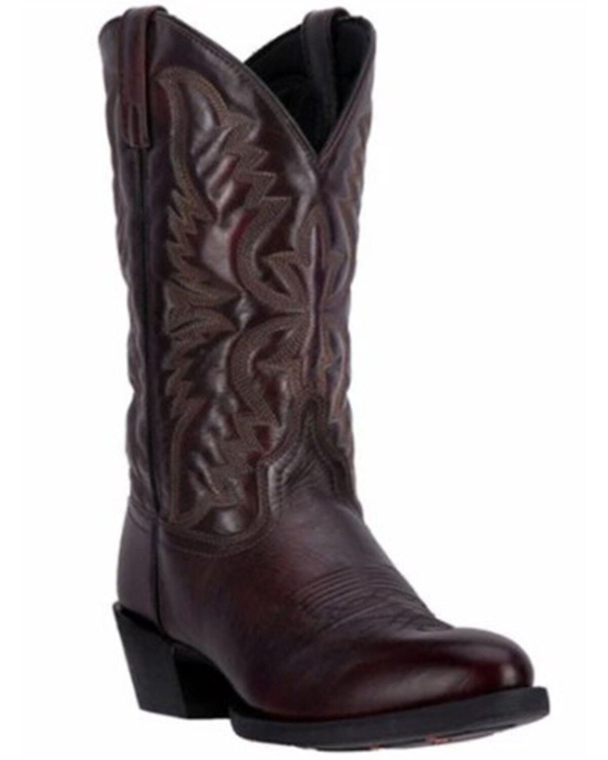 Image #1 - Laredo Men's Embroidered Round Toe Western Boots, Black Cherry, hi-res