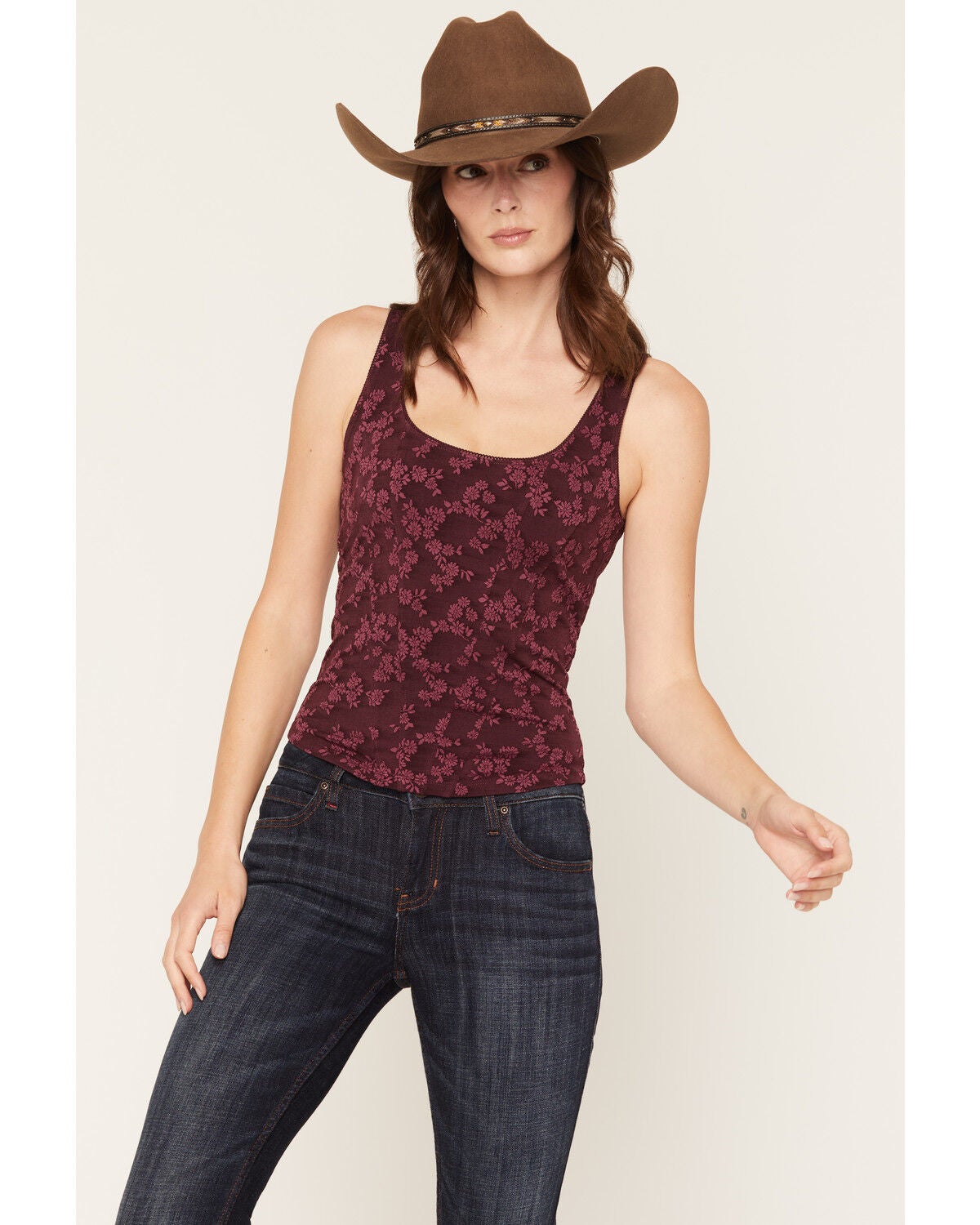 Idyllwind Women's Corset Tank, Wine, hi-res