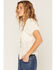 Image #2 - Shyanne Women's Wyatt Lace Trim Short Sleeve Button-Down Short, Beige, hi-res
