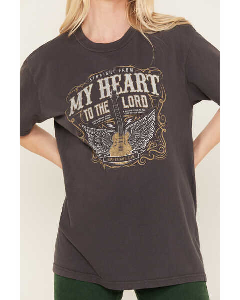 Image #3 - Kerusso Women's My Heart To The Lord Guitar Graphic Tee, Black, hi-res