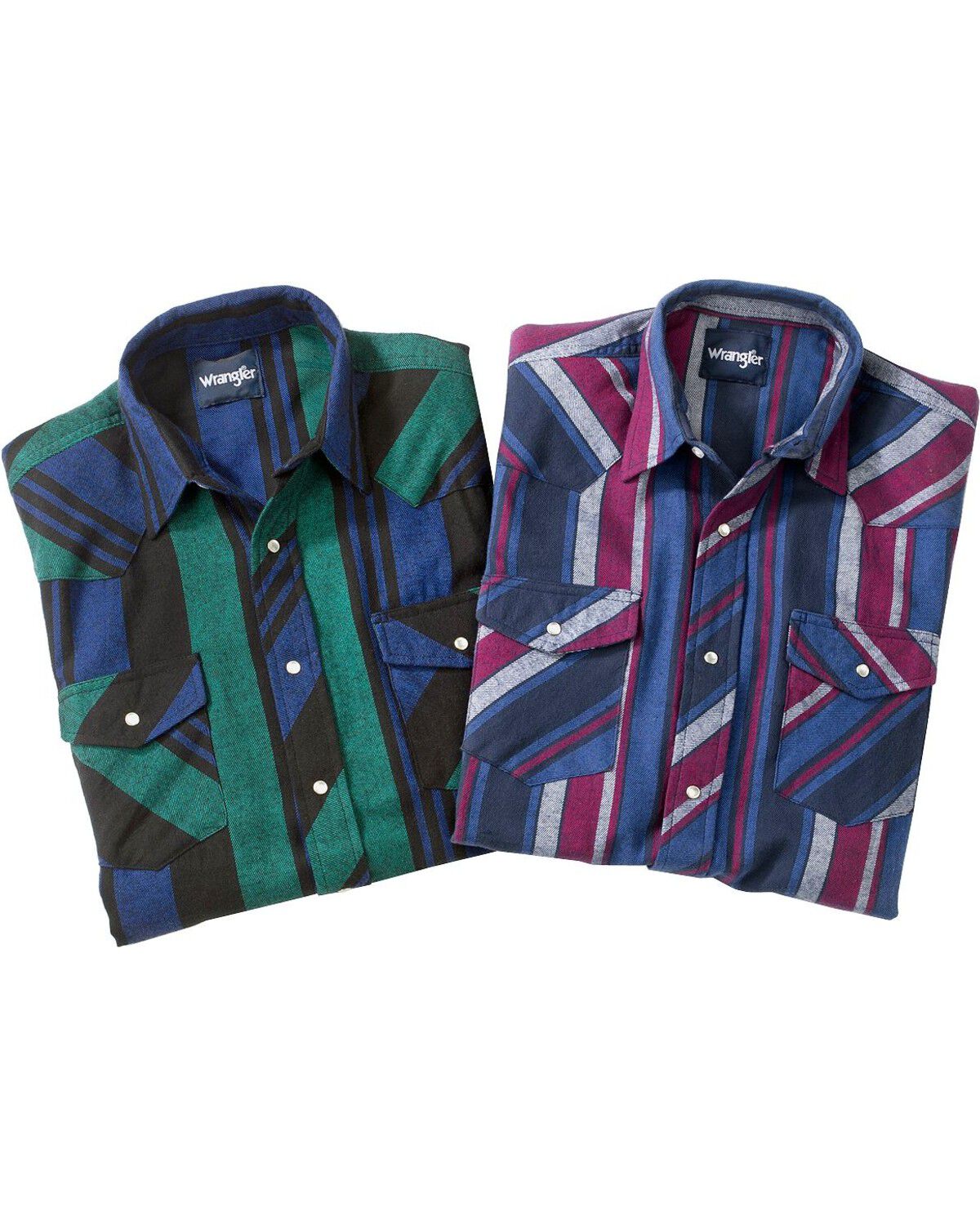 Image #6 - Wrangler Assorted Striped 4.5 oz.Flannel Long Sleeve Shirts - Big,Tall, Big/Tall, Stripe, hi-res