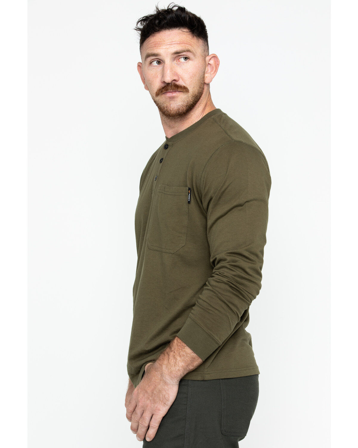 Image #5 - Hawx Men's Olive Pocket Henley Work Shirt - Big, Olive, hi-res