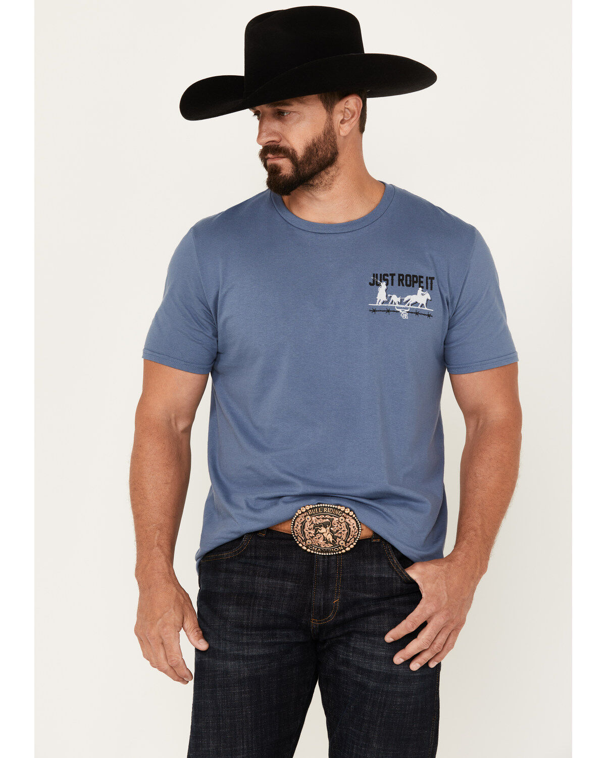 Image #1 - Cowboy Hardware Men's Just Rope It Short Sleeve Graphic T-Shirt, , hi-res