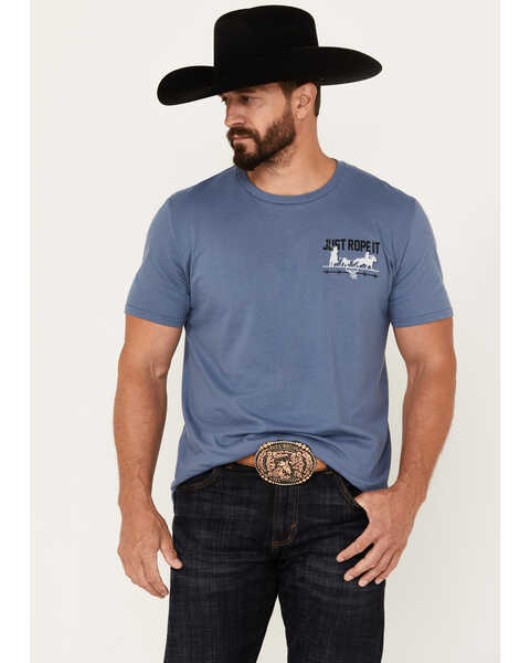 Cowboy Hardware Men's Just Rope It Short Sleeve Graphic T-Shirt, Blue, hi-res