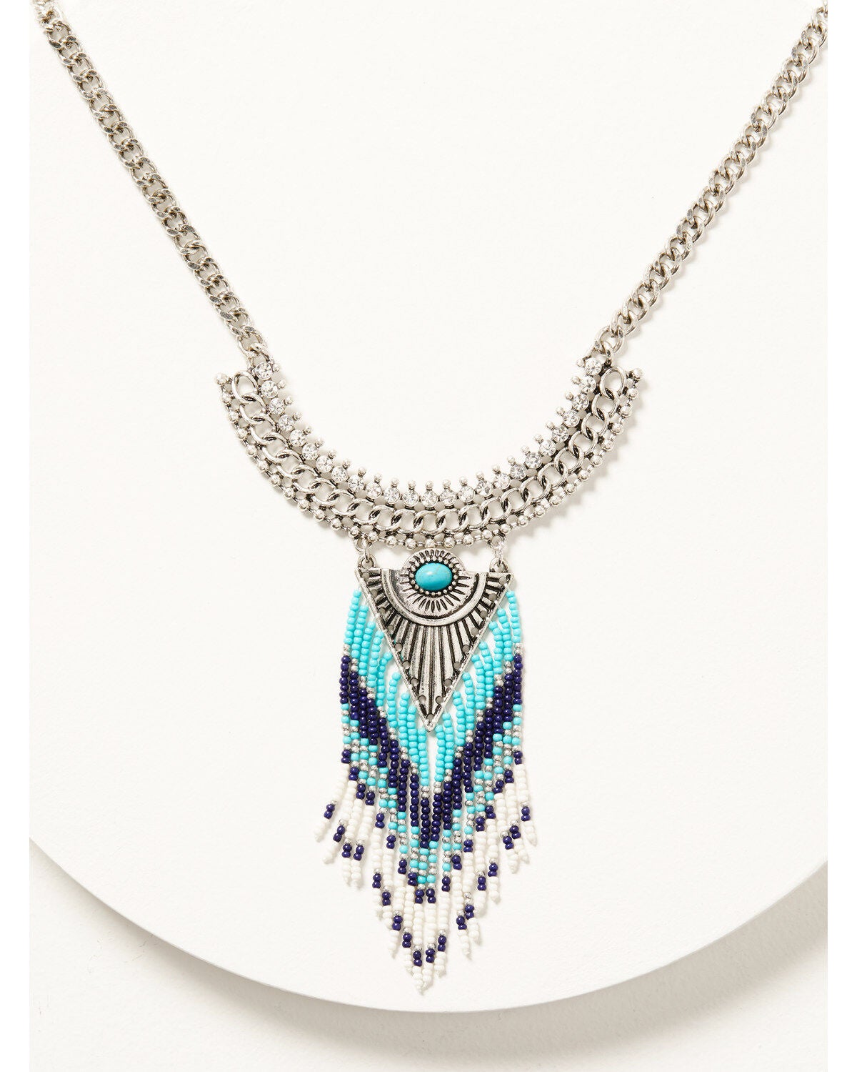 Idyllwind Women's Silver Beaded Leon Statement Necklace, Silver, hi-res