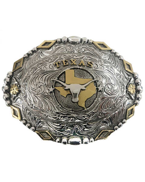 Cody James Men's Texas Longhorn Regional Buckle, Silver, hi-res