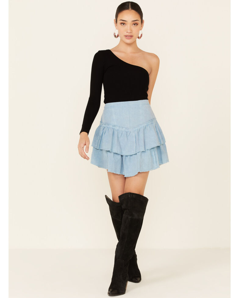 Free People Women's Ruffles In The Sand Skirt, Blue, hi-res