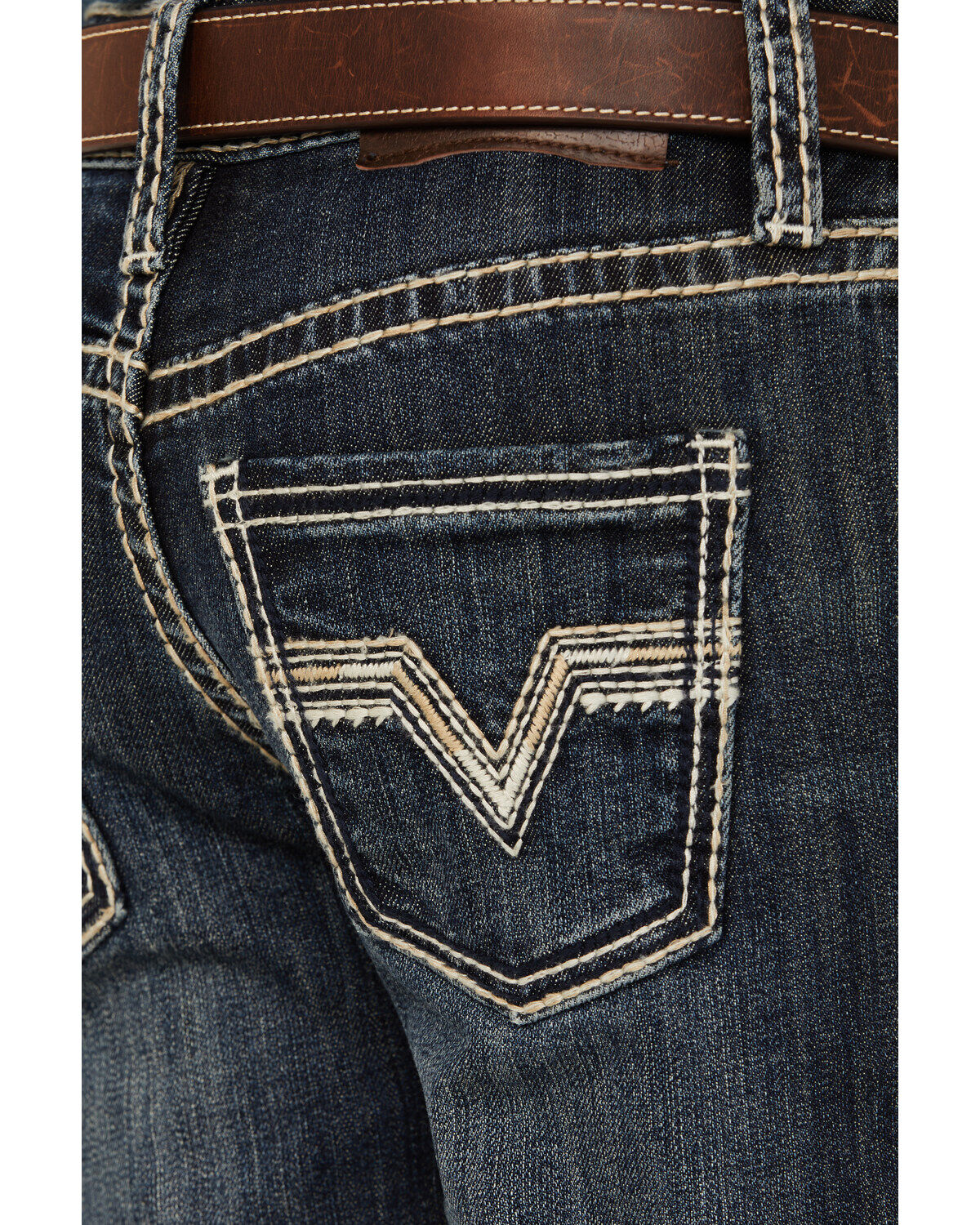 Image #4 - Rock & Roll Denim Boys' Dark Vintage Wash Stretch Bootcut Jeans, Blue, hi-res
