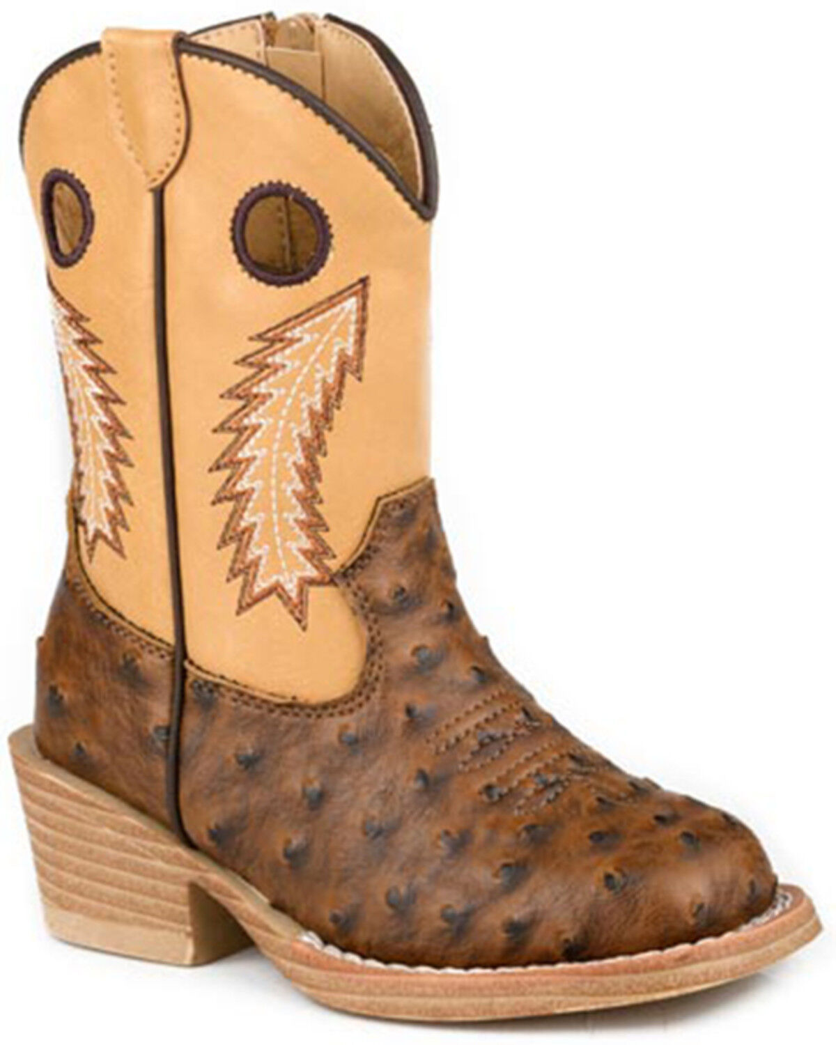 Image #1 - Roper Toddler Boys' Walker Bumps Western Boots - Broad Square Toe, Brown, hi-res