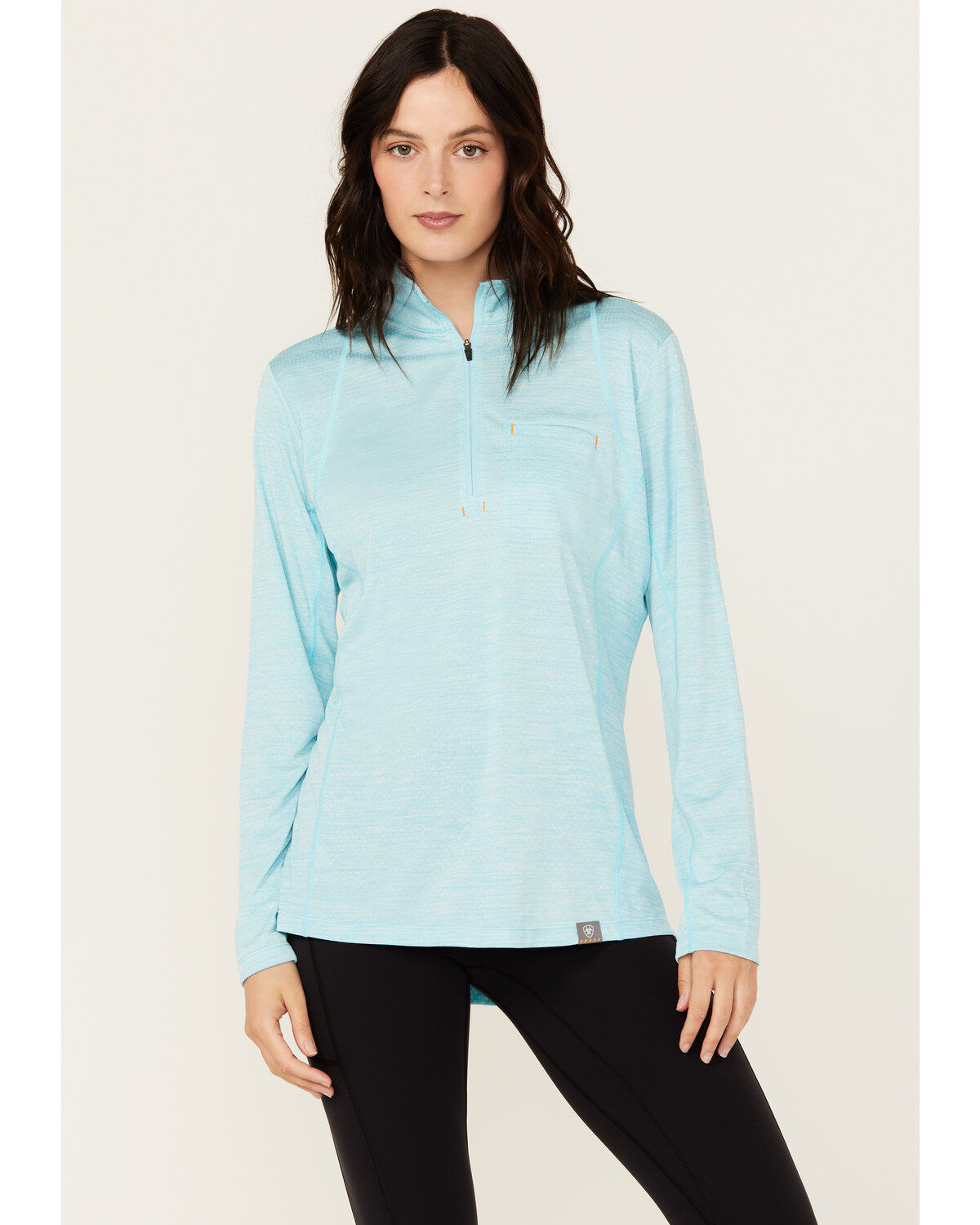 Image #1 - Ariat Women's Rebar Evolve 1/2 Zip Long Sleeve Work Shirt, Turquoise, hi-res