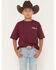 Image #2 - RANK 45® Boys' Half Steer Skull Short Sleeve Graphic T-Shirt, Burgundy, hi-res