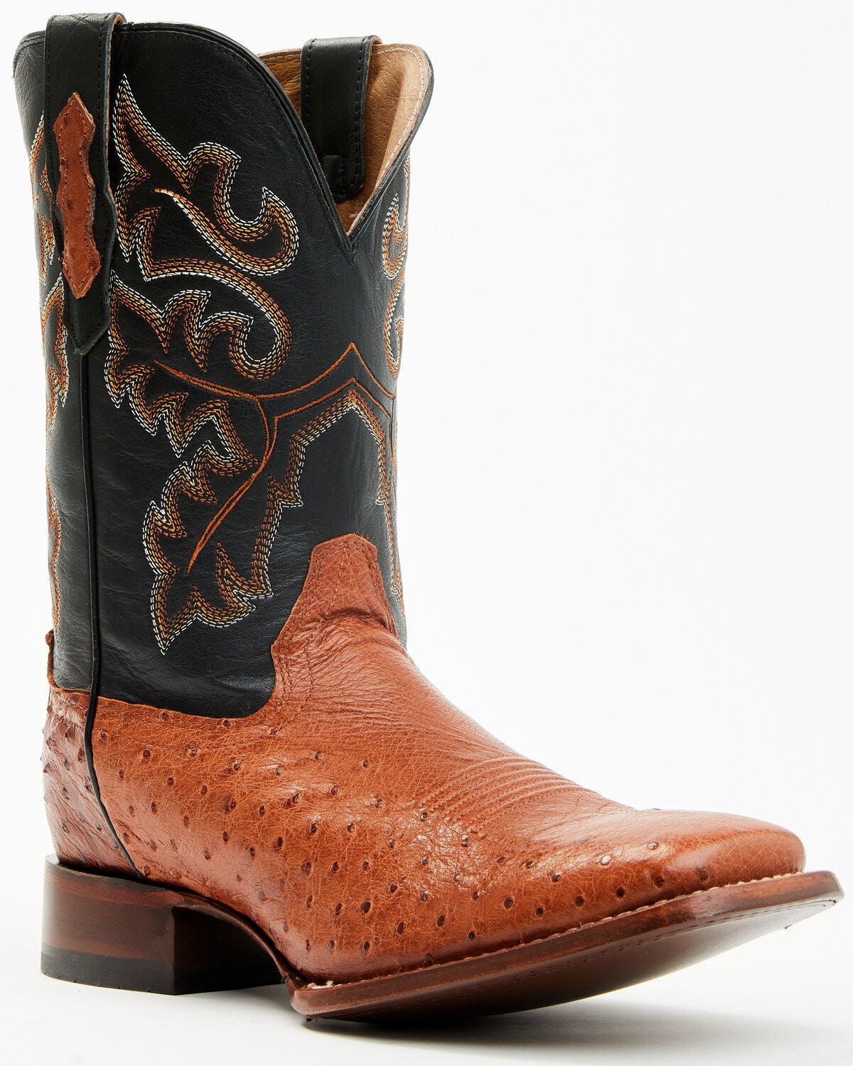 Cody James Men's Exotic Ostrich Western Boots - Broad Square Toe, Cognac, hi-res
