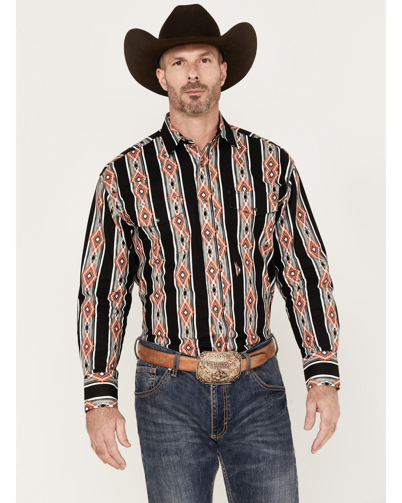 Wrangler Men's Checotah Striped Long Sleeve Western Snap Shirt | Boot Barn