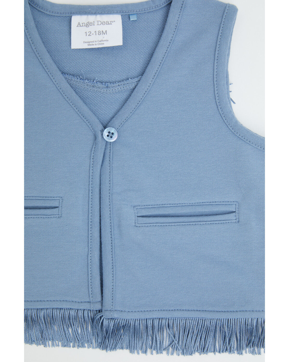Image #2 - Angel Dear Infant Boys' French Terry Fringe Button Vest, Blue, hi-res