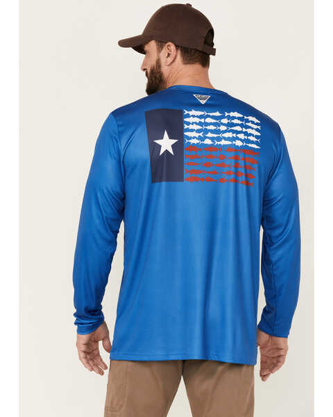 Columbia Men's Navy Tackle Texas Flag Back Graphic Long Sleeve Thermal T- Shirt