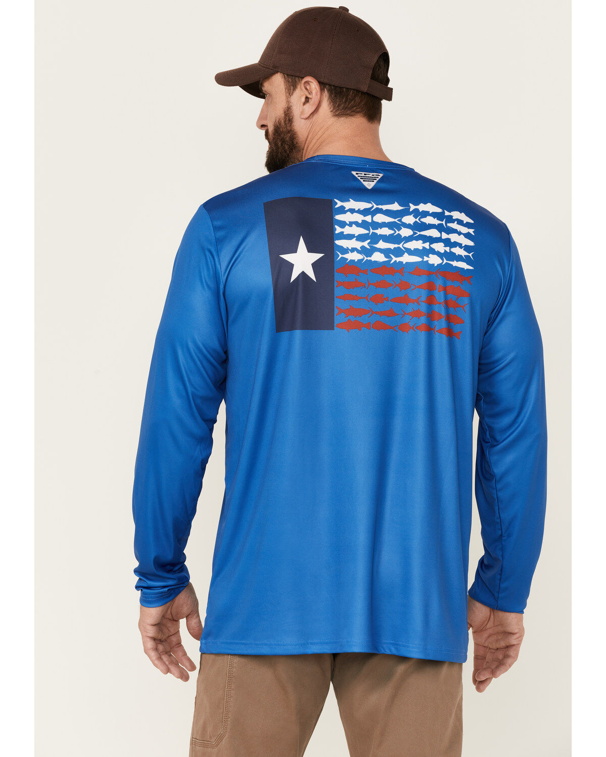 Image #4 - Columbia Men's Navy Tackle Texas Flag Back Graphic Long Sleeve Thermal T-Shirt, Navy, hi-res