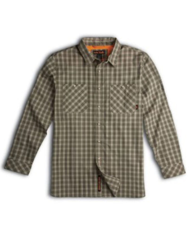 Walls Men's Grey Bowie Plaid Long Sleeve Snap Sun Work Shirt , Grey, hi-res