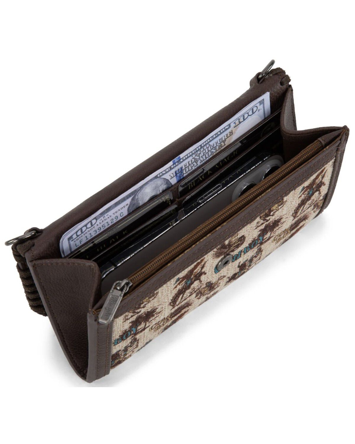 Image #4 - Wrangler Women's Retro Cowboy Print Crossbody Bag, Tan, hi-res