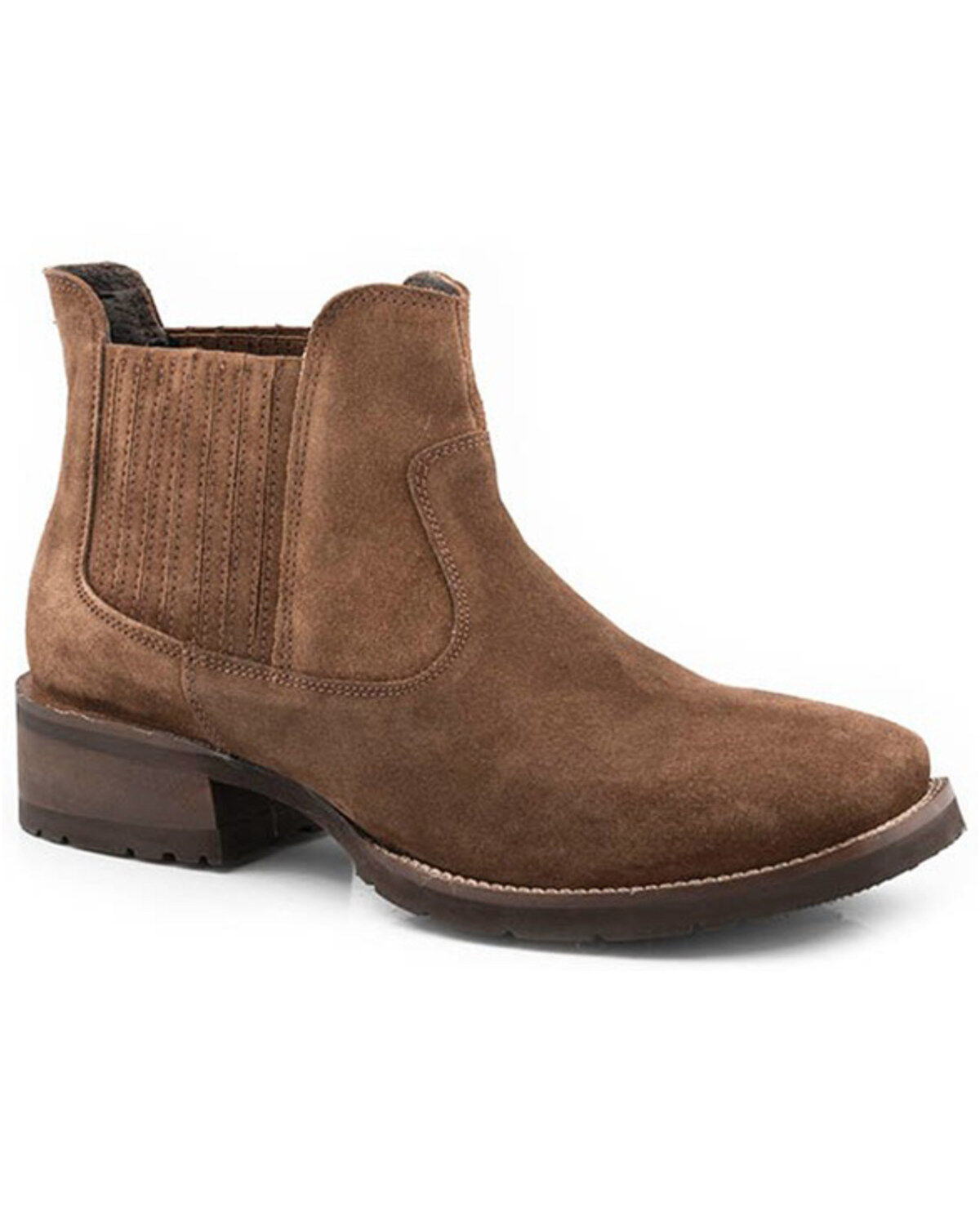 Image #1 - Roper Men's Lucas Romeo Cow Suede Performance Western Ankle Boots - Square Toe, Brown, hi-res