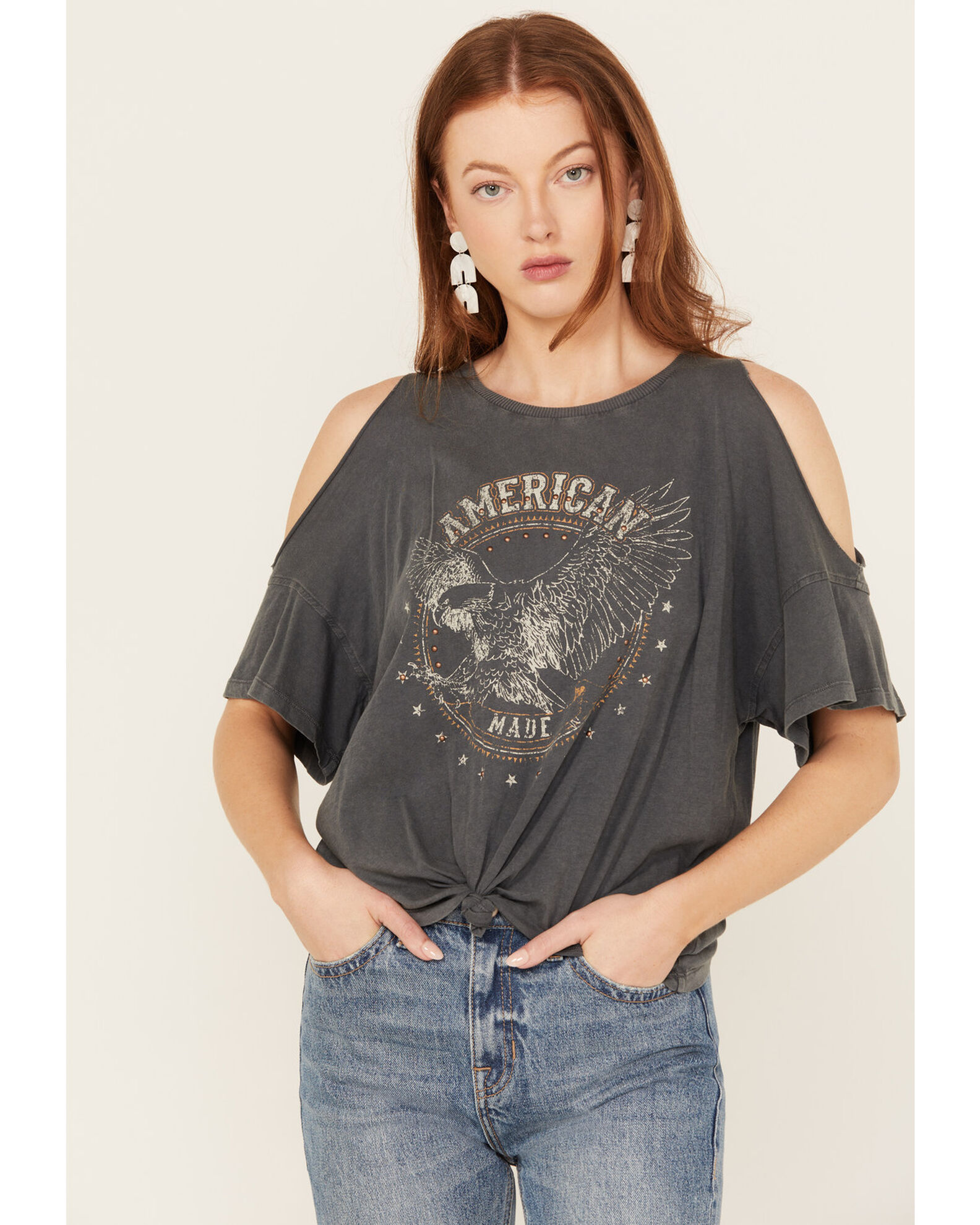 White Crow Women's American Eagle Cold Shoulder Graphic Tee