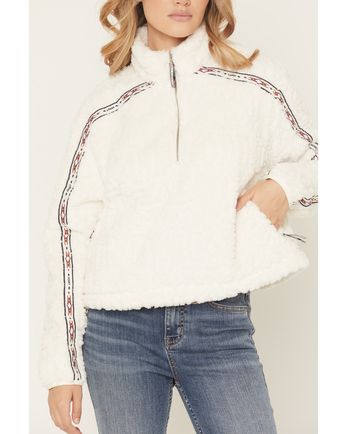 Image #3 - Hooey Women's Fleece 1/2 Zip Pullover, White, hi-res
