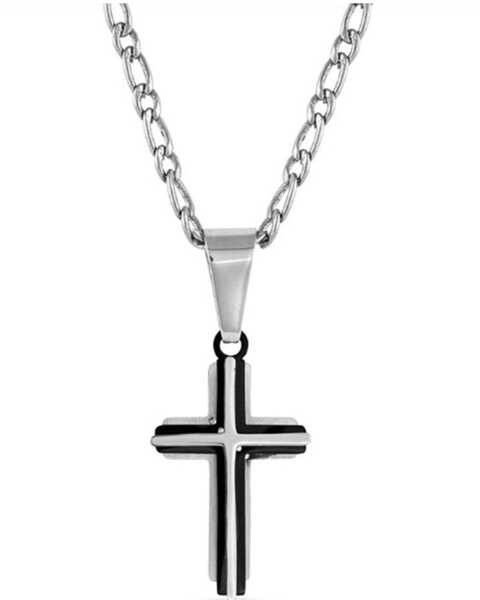 Montana Silversmiths Men's Strength of Faith Cross Necklace, Silver, hi-res