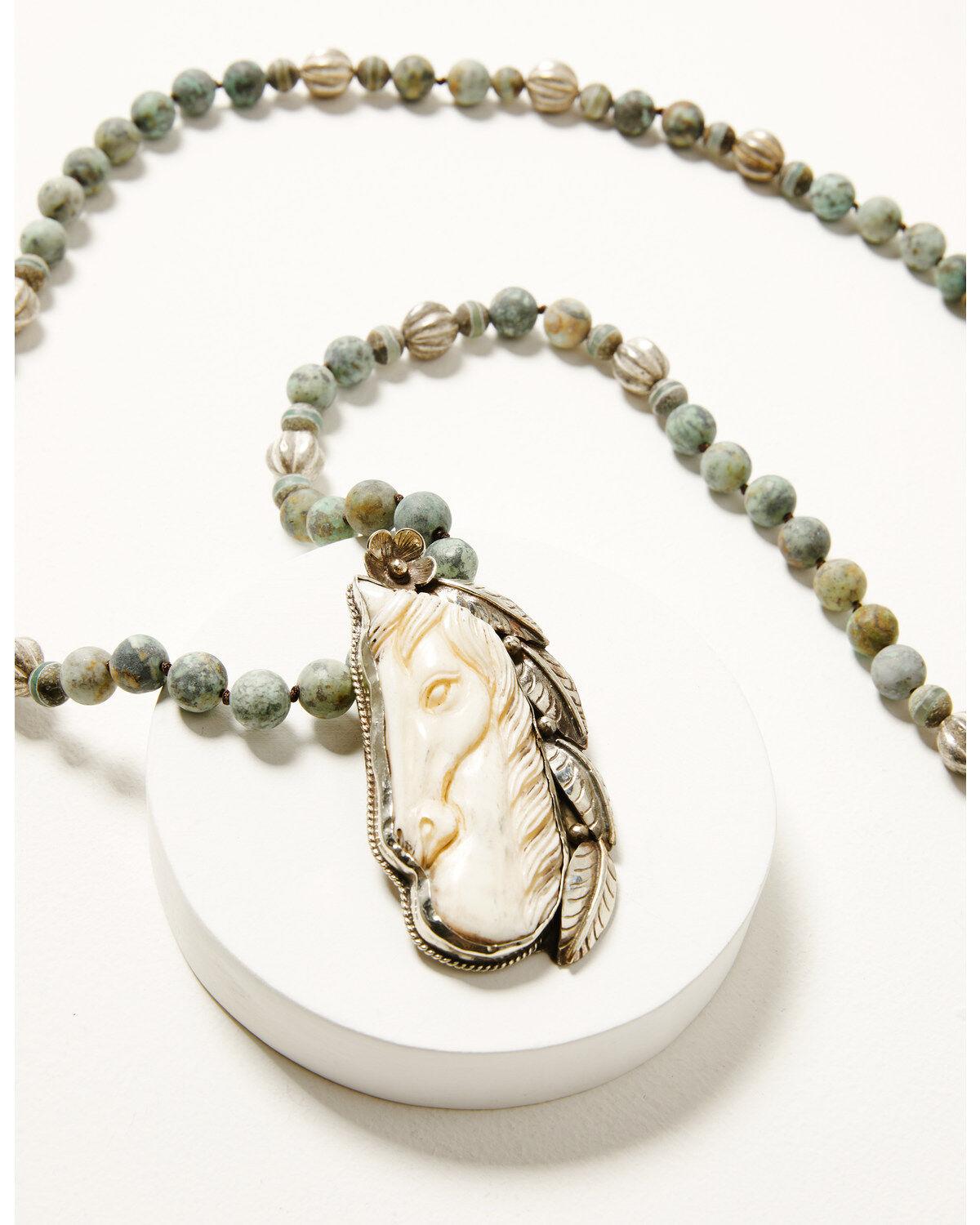 Image #3 - Erin Knight Designs Women's Vintage Hand Knotted Beads With Horse Pendant Necklace, Turquoise, hi-res