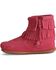 Minnetonka Girls' Double Fringe Side-Zip Moccasin Boot, Hot Pink, hi-res