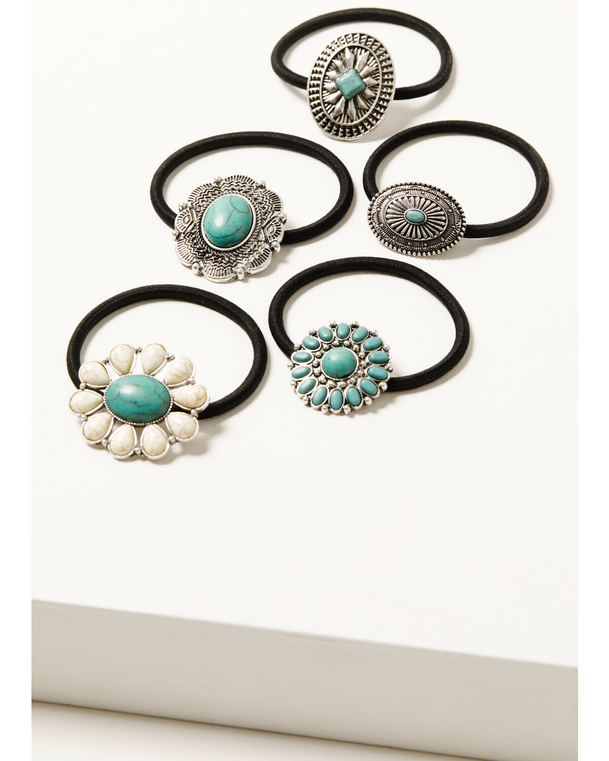 Image #2 - Shyanne Women's Concho Hair Tie Set - 5 Piece, Silver, hi-res