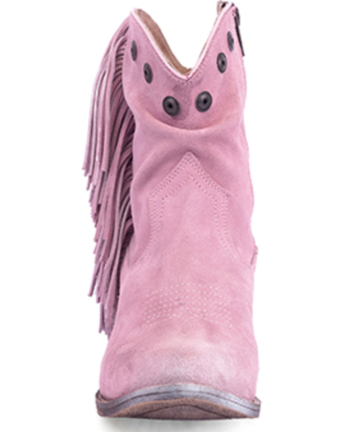 Image #3 - Circle G Women's Studded Suede Fringe Ankle Boots - Round Toe, Light Purple, hi-res
