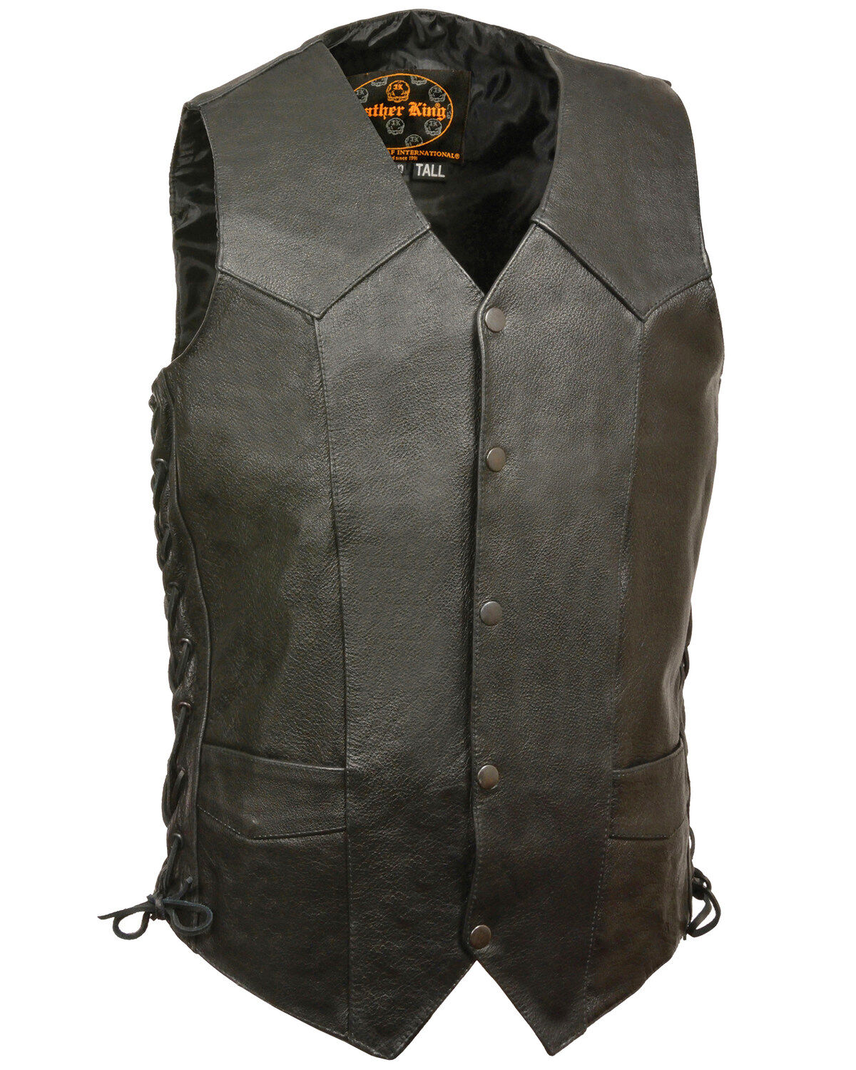 Image #1 - Milwaukee Leather Men's Classic Side Lace Biker Vest - Tall, Black, hi-res