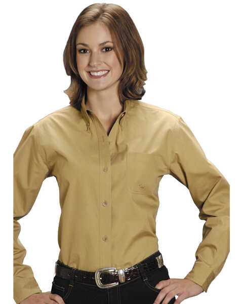 Image #1 - Roper Women's Amarillo Solid Button-Down Poplin Shirt - Plus, , hi-res