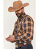 Image #2 - Wrangler Retro Men's Plaid Print Long Sleeve Snap Western Shirt - Tall, Brown, hi-res