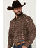 Image #2 - Ely Walker Men's Floral Striped Long Sleeve Pearl Snap Western Shirt, Brown, hi-res