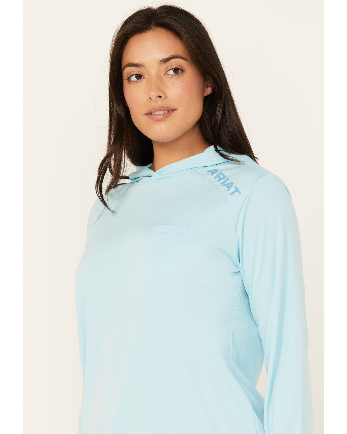 Image #2 - Ariat Women's Rebar Sunblocker Long Sleeve Hooded T-Shirt, Turquoise, hi-res