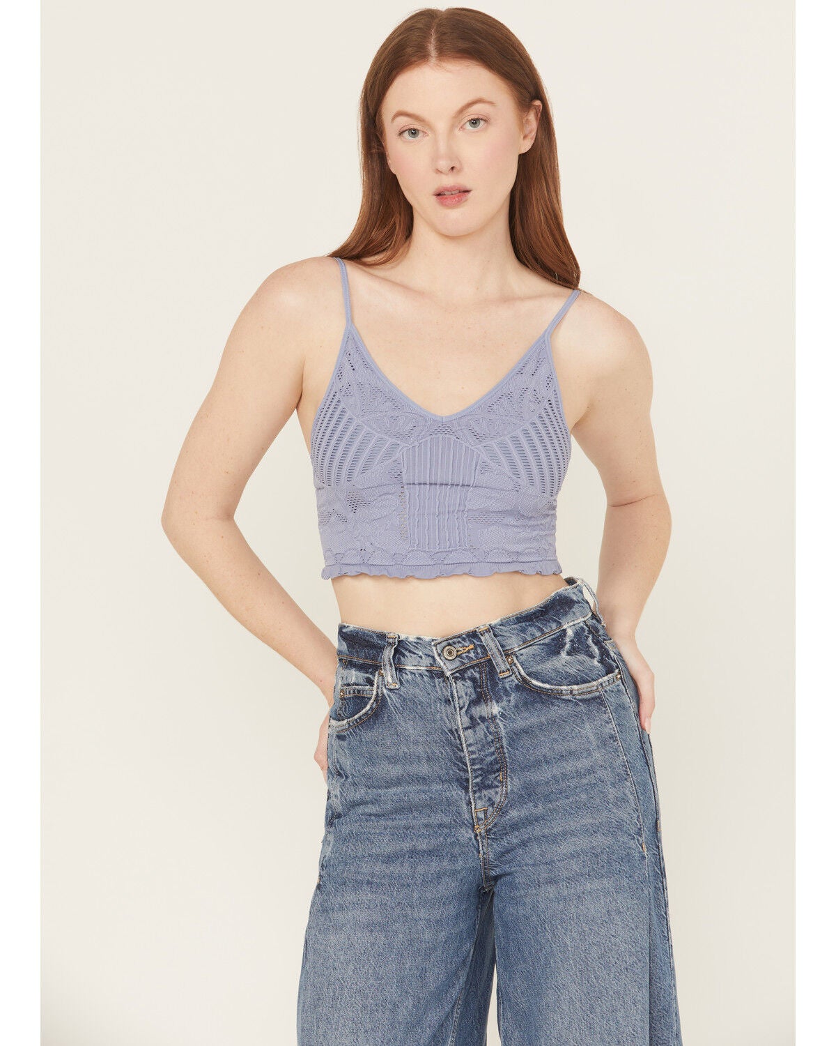 Fornia Women's Seamless Floral Bralette, Blue, hi-res